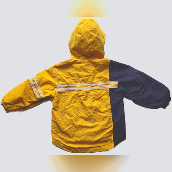 London Fog Jersey Lined Hooded Windbreaker Jacket - Yellow/Blue - M - EUC - Picture 2 of 6